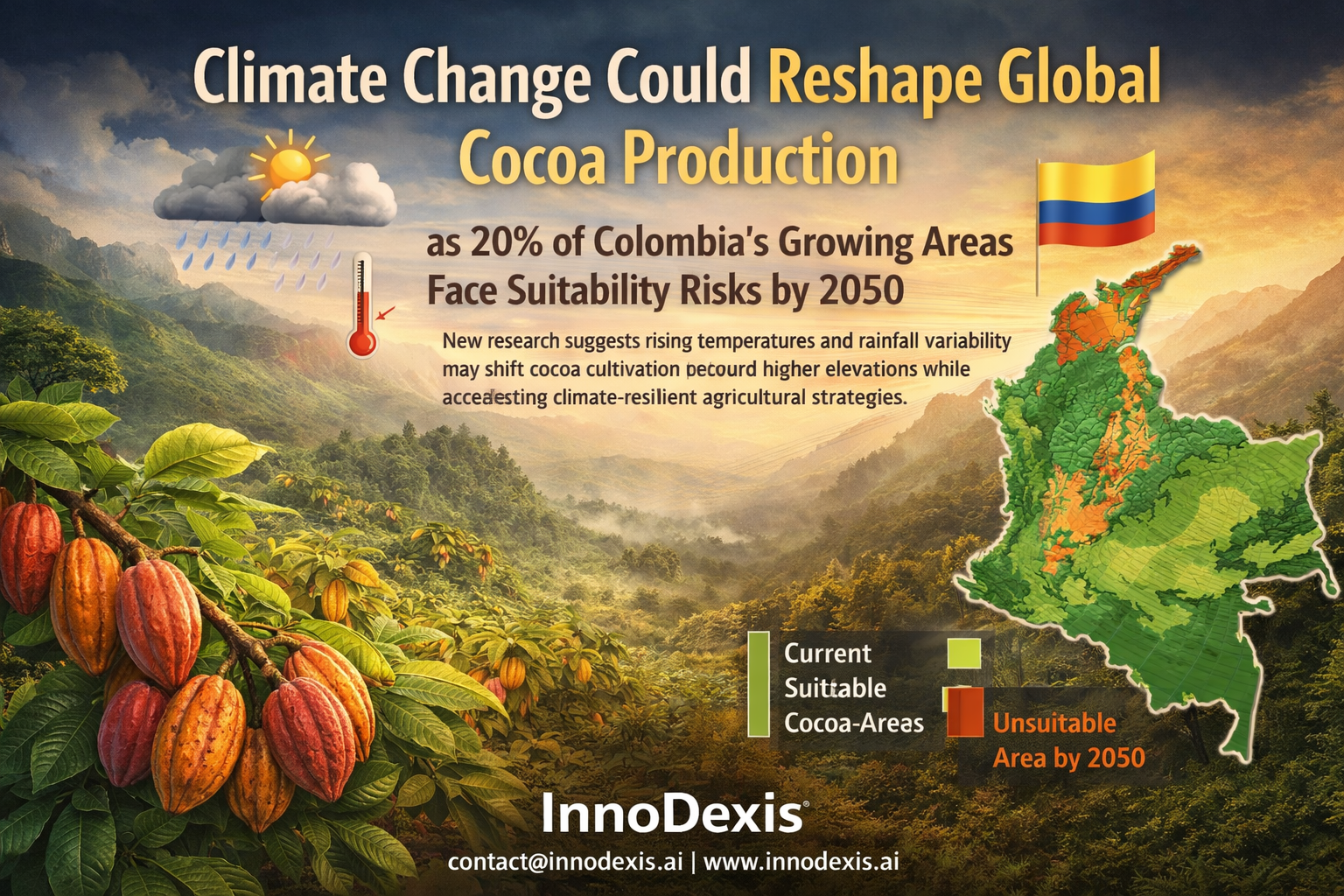 Climate Change Could Reshape Global Cocoa Production as 20% of Colombia’s Growing Areas Face Suitability Risks by 2050