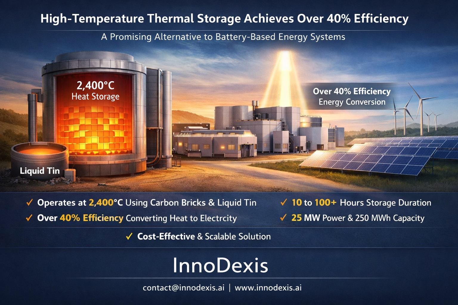 High-Temperature Thermal Storage Achieves Over 40% Efficiency, Signaling Alternative to Battery-Based Energy Systems